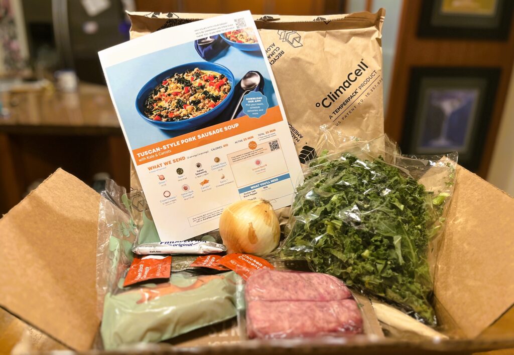 A box meal with pre-portioned ingredients